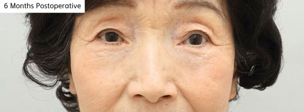 6-month postoperative result after lower blepharoplasty with fat repositioning and septal reinforcement in a patient in her 70s in Korea
